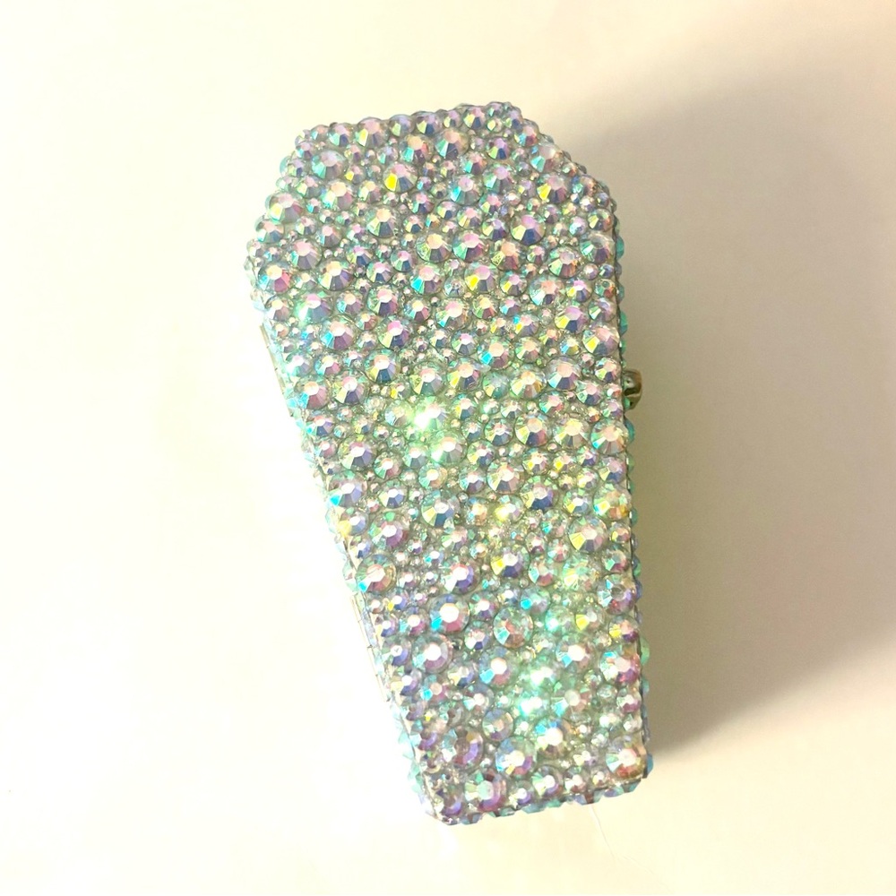 Crystal Embellished Silver Coffin Container